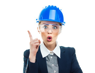Engineer woman over white background