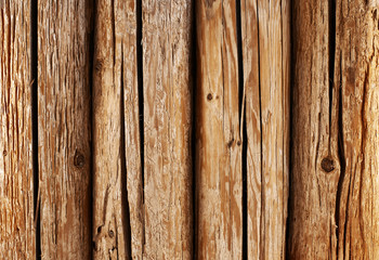 Round wooden beams. wall background or texture