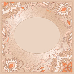 Filigree floral beige frame.