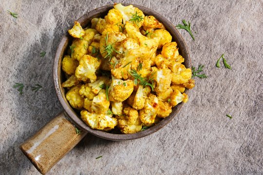 Oven Roasted Cauliflower, Overhead View