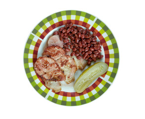 Bruna bonor och flask