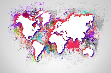 Dripping world map. Basic image courtesy NASA.