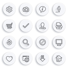 Basic flat contour icons on white buttons.