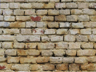 Brick wall of an abandoned building