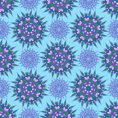 Hand drawing zentangle manala color seamless pattern