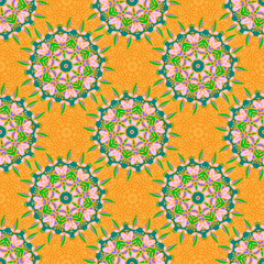 Hand drawing zentangle manala color seamless pattern