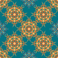 Hand drawing zentangle manala color seamless pattern