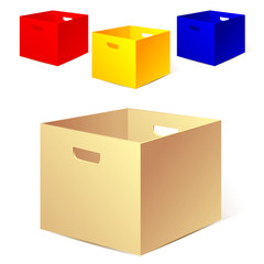 Set of cardboard colorful boxes vector illustration