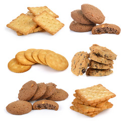Cracker and  cookie  isolated on  over white background