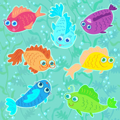 Funny Fish seamless pattern