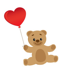 Obraz premium teddy bear with heart balloon