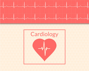 Cardiology concept. Medical background of the heart and ECG graph.