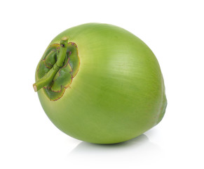 Green coconuts on white background