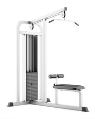 gym pull-down machine isolated on white background