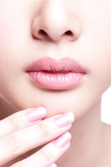 Fototapeta premium Beautiful woman lips closeup