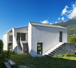 New house view from the meadow