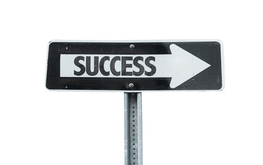 Success direction sign isolated on white