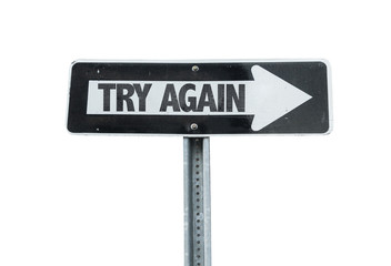 Try Again direction sign isolated on white