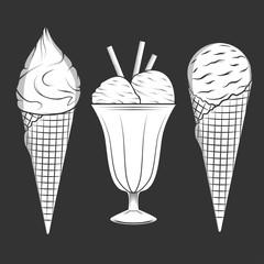 Ice cream illustration vector set.