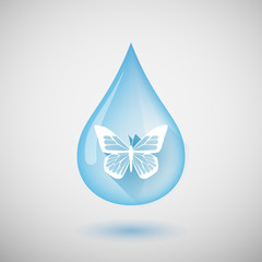 Long shadow water drop icon with a butterfly