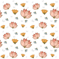 Seamless patterns with flowers vector, illustration, background