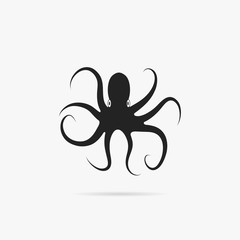 Simple icon silhouette of an octopus.