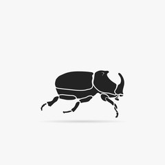 Simple icon, silhouette of a beetle - rhinoceros.