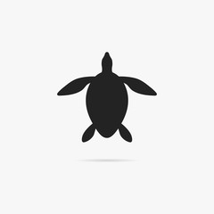 Simple icon sea turtle. View from above.