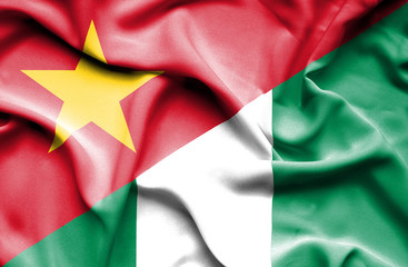 Waving flag of Nigeria and Vietnam