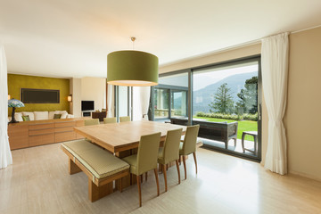 Interior of a modern apartment furnished, comfortable dining room