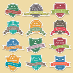Collection of retro vintage colorful design labels and ribbon/sticker-premium quality,vector