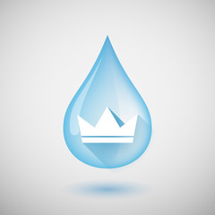 Long shadow water drop icon with a crown