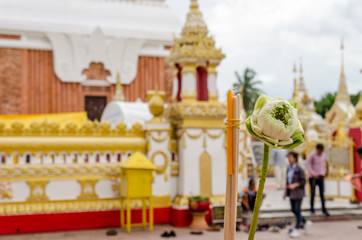 Flower incense and candles at Wat Phra That Phanom, Nakhon Phano
