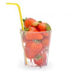 Drink of strawberries in a glass