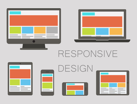 responsive web design illustration. development and page construction
