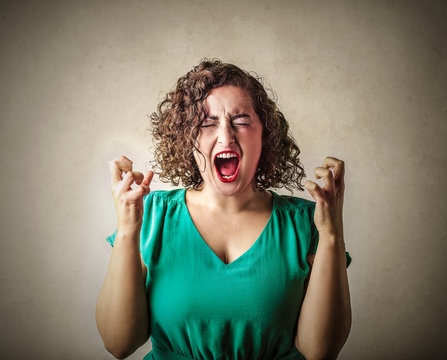 Stressed-out woman shouting