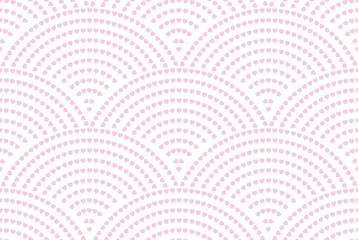 Vector abstract seamless background with geometric layout. Pink hearts on a white background.