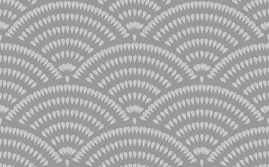  Vector abstracte naadloze geometrische achtergrond druppels grijze waaiervormige decoratieve elementen. Vector naadloos patroon op grijze achtergrond. © newrossosh
