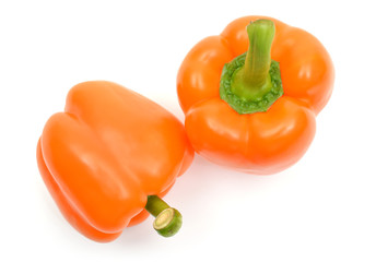 Orange paprika on white background
