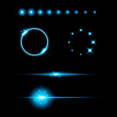 Creative concept Vector set of glow light effect stars bursts