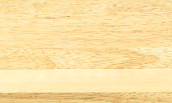 Empty beige color wood table and wood wall,Mock up background fo