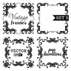 Vector set 3. Hand-drawn vintage frames.