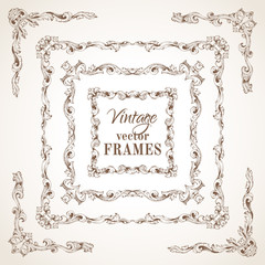 Vector set of vintage sepia frames.
