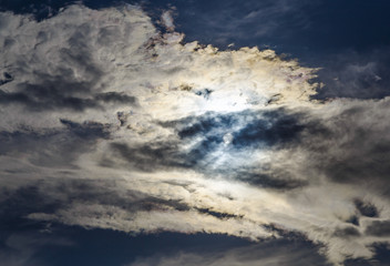 Fototapeta premium Sun is hidden behind the clouds amid a cloud of heaven