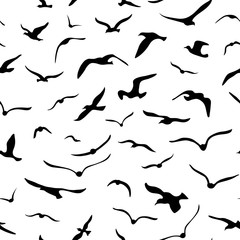 Seamless seagulls pattern.