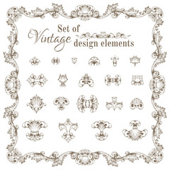 Vector set of retro design elements and page decorations.