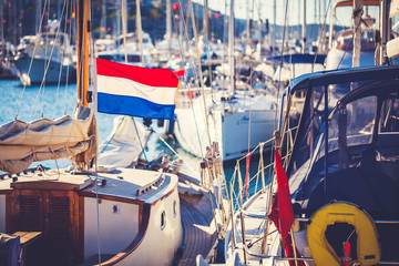 Netherlands flag on yacht