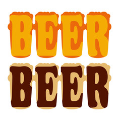 vector concept lettering beer enter in glasses for dark and ligh