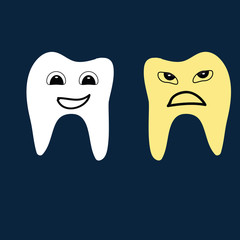 Hilarious evil tooth dentistry cartoon vector flat emotions dentist