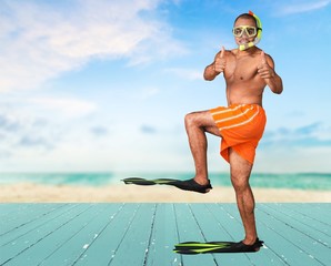 Knee, bent, flippers.